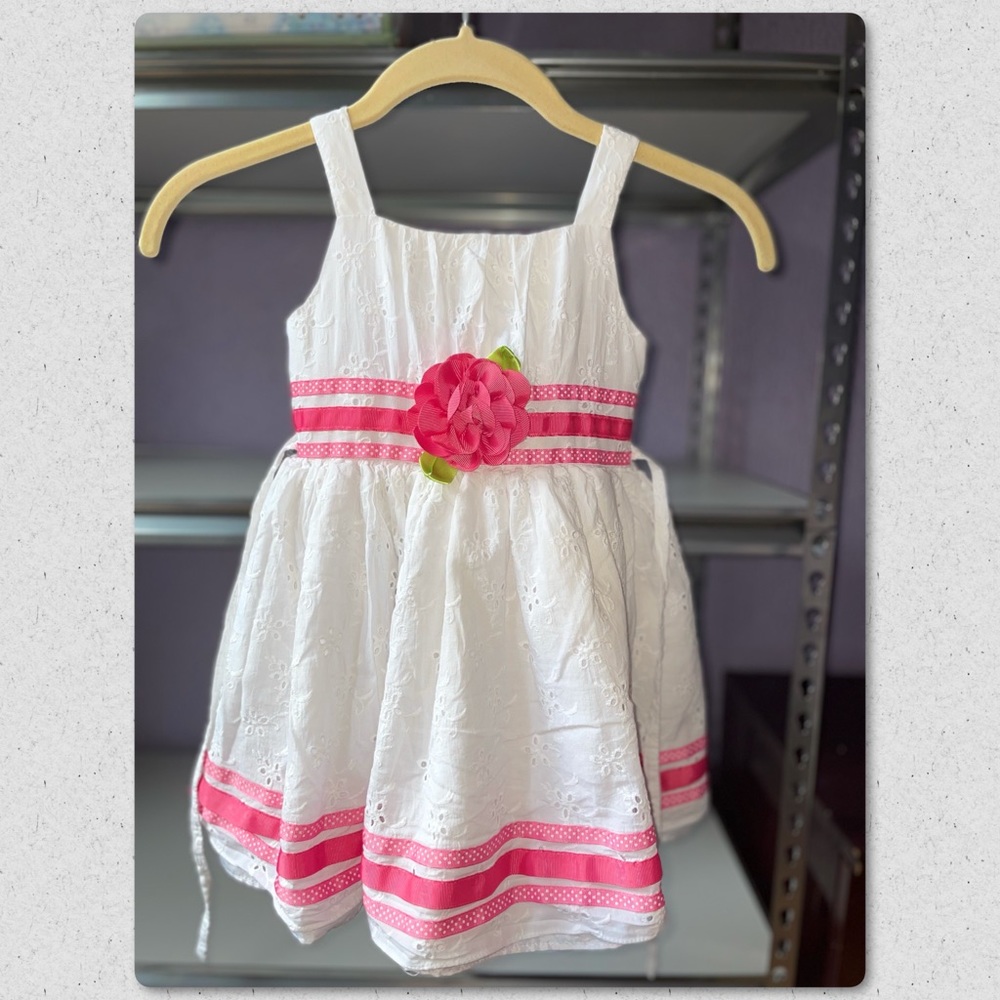 Sweet Heart Rose white/pink eyelet sundress